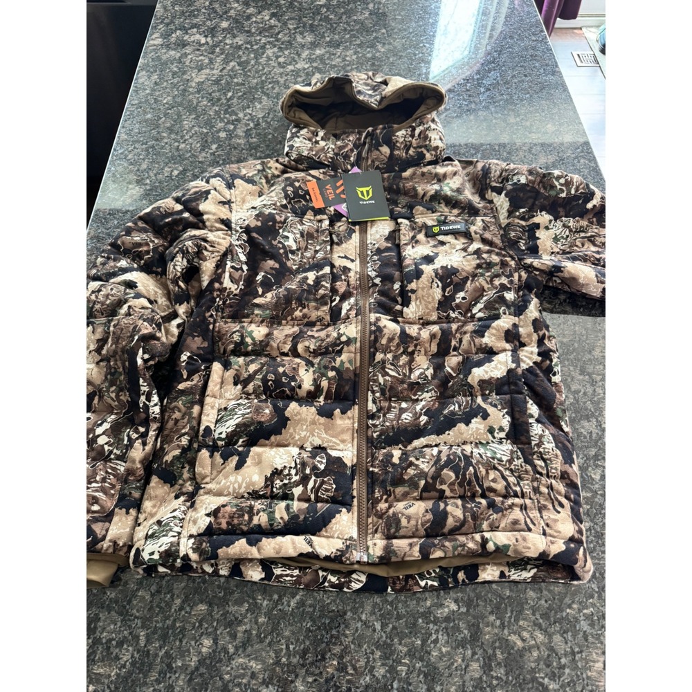 TideWe Mens Veil Camo Hunting Jacket Insulated Hooded‎ Puffer Coat Small NWT